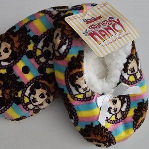 DISNEY JUNIOR toddler girl FANCY NANCY fuzzy babba SLIPPER SOCKS size 2T-3T